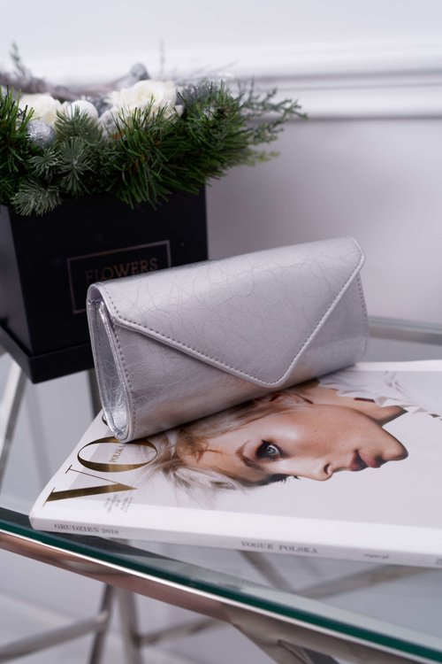 Women's Purse Silver Lacquered Clutch Bag