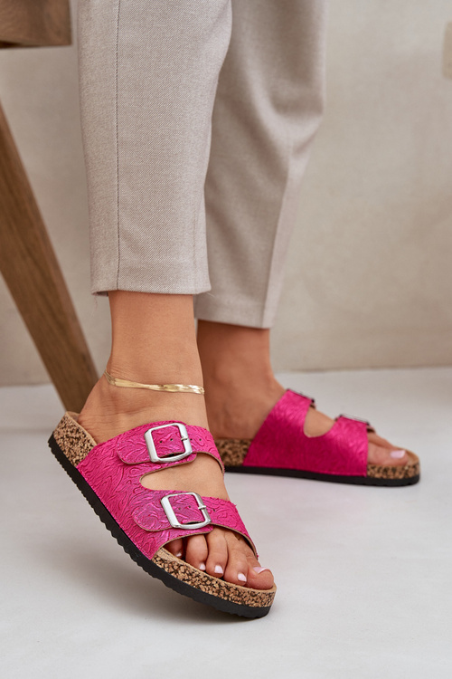 Stoffsandalen auf Korksohle mit Schnallen fuchsia Atera