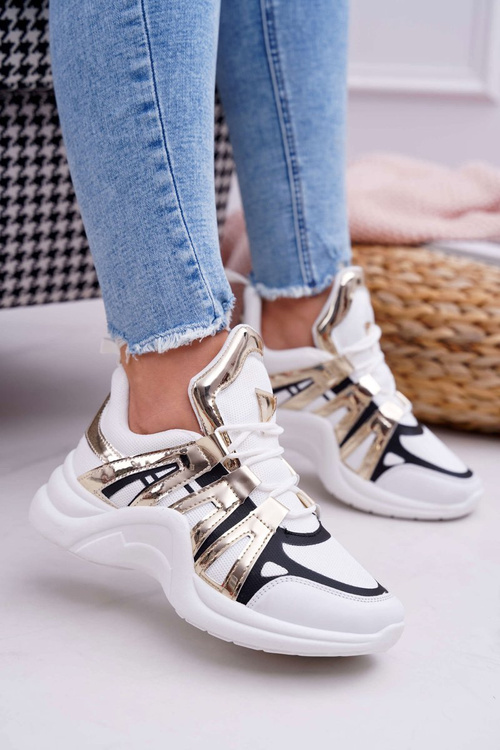 Damen-Sportschuhe Gold-Filz-Einsätze